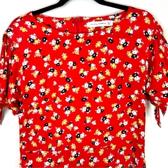 Faithfull the Brand Coreopsis Mini Dress womens 8 Orange Floral - Picture 4 of 8